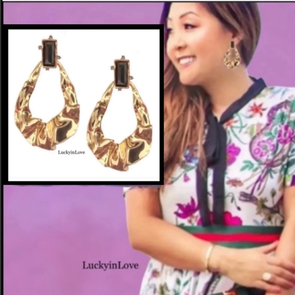 ALEXIS BITTAR • NEW Gold Liquid Molten High Shine Sculpted Hoop Drop Earrings